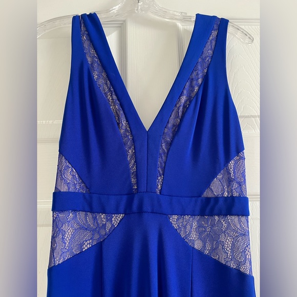 Robe BCBG MAX AZRIA Bleu Royal Foncé Imprimé écharpe Combinée - Taille XXS, Neuf Sans étiquettes